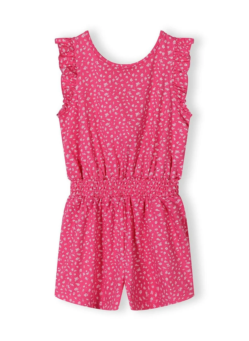 MINOTI Girls short sleeve floral jumpsuit pink
